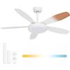 Noaton® Maia Ventilatore da soffitto con illuminazione, bianco/acero, diametro 132 cm, motore DC 41 W, LED 24 W, telecomando, portata d'aria fino a 198 m3/min, asta di prolunga 15/25 cm