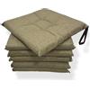 MENKËLL - Set 6 Cuscini Sedia da Cucina in Cotone - Cuscini Coprisedia Universali 40x40 cm - Cuscino 4 punti con Lacci di Fissaggio Imbottiti 100% Made in Italy (Beige, 40x40 cm)