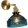 RXPVUXE Applique da Parete Vintage Moderno a 1 Luce con Paralume Pieghettato Trasparente Portalampada in Ottone Regolabile a 180°, Apparecchio di Illuminazione da Parete E27 Oro con Interruttore Rotat