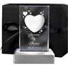 LOOXIS Incisione personalizzata a cuore 3D con nome e testo laserati in vetro Viamant - ologramma, varie dimensioni + motivi - Idea regalo, anniversari, San Valentino - M incl. base luminosa a LED