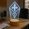 Generico Lampada in Plexiglass con Base Nera Disegno Stemma della Fiorentina Calcio e Nome Personalizzato Decor Night Light LED Luce Camera 7 Colori