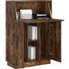 vidaXL Scrivania Rovere fumé 71,5 x 31,5 x 106,5 cm Legno Multistrato, Scrivania per Ufficio Moderno, Design Compatto, Tavolo Resistente, mensole per Il Riposo, Stile Minimalista