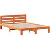 vidaXL Letto in legno massiccio, senza materasso, struttura del letto con testiera, rete a doghe, letto matrimoniale per camera da letto, marrone cera, 120 x 200 cm, legno di pino