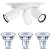 Philips Pongee Lampada faretti da soffitto (Bianco) - Luce bianca calda - Faretto da soffitto 3 punti luce - GU10 - Non dimmerabile