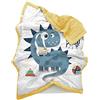 Chickwin Bambino Trapuntino Copriletto Singolo, Coperta Estivo Trapunta Trapuntato in Animale Frutta Stampa Reversibile Coperta Letto Leggera per Camera da Letto (Dinosauro Blu,120x150cm)