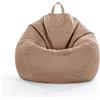 DOTBUY-SHOP Pouf Poltrona a Sacco Gigante,Colore Solido Bean Bag Bambini & Adulti (Senza Imbottitura), Morbido e Accogliente Puffo per Sedersi Poltrona da Lettura per Soggiorno (M,Marrone Lino)