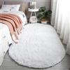 TreerTappeto Ovale Salotto Pelo Corto Lavabile Morbido Tinta Unita Tappeti per Soggiorno, Divano, Camera da Letto Home Decor (80x160cm, Bianco)
