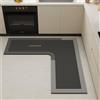 Hixingo Tappeto Cucina in Diatomite, Passatoia Antiscivolo Lavabile, Forma a L, Runner da Bagno e Tappetino per Doccia (140x45cm, Grigio Scuro)