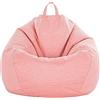 FANSU Colori Solidi Copertura per Poltrona, Sacco Puff Poltrona Senza Riempimento, Poltrona a Sacco Pigro Poltrona con Zip, Pouf Poltrona per Adulti e Bambini (100x120cm,Rosa)