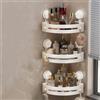 Generic Mensola portaoggetti per doccia e bagno, con ventosa, organizer angolare per shampoo, accessori da bagno (3 pezzi, bianco)
