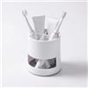 RANRAO Portaspazzolino da denti, organizer in plastica, porta dentifricio da bagno, 4 scomparti, bianco
