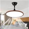 Dceinz LED Retrattile Ventilatore Da Soffitto Con Luce E Telecomando Silenzioso 6 Velocità Lampadario Ventilatore Reversibile Dimmerabili Grande Plafoniera Con Ventilatore Modern Smart-Nero Legno||115cm