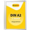 druck.de 2 cornici pieghevoli A2 per poster, cartelli, pubblicità, telaio in alluminio con profilo da 2,5 cm, adatto per montaggio a parete, protezione trasparente in plastica protegge il vostro