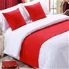 QRGMKL Premium Bed Runner per Il Piede del Letto, Tinta Unita Sciarpa da Letto in Cotone Lino copriletto Decorazione della casa Camera da Letto dell'hotel Bedding-Red||2 Pillowcases(45X45cm)