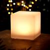 Spetebo Lampada solare a forma di cubo LED in plastica, luce bianca calda, 30 cm, illuminazione decorativa giardino, effetto vetro smerigliato, per terrazza