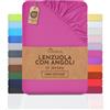 NatureMark Lenzuolo con angoli elasticizzati in jersey, in 100% cotone, in molti colori e misure, conforme all'Oeko-Tex Standard 100, 200 x 220 cm + 40 Steg pink
