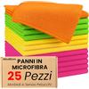 Tech It Evolution Panni Microfibra 25 Stracci Cucina 40x40cm Lavabili in Lavatrice e Riutilizzabili Antigraffio, Altamente Assorbenti, Morbidi e Senza Pelucchi per Pulizia di Casa, Auto e Vetri (25, Multicolor)