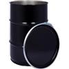 Generic Jerrycanshop - Bidone in acciaio con coperchio rimovibile 60 l - 60 l - Tonneau in acciaio con anello di serraggio - Nero