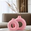 QIANLING Moderno e minimalista set di 2 vasi a ciambella in ceramica rosa, texture opaca, adatto per decorare fiori, piante verdi e pembers, soggiorno, camera da letto, camino e decorazione dell'ufficio