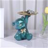 Starnearby Statua Orso Geometrico con Vassoio, Svuotatasche da Ingresso Design, Vassoio Portachiavi Ingresso, Ciotola per Chiavi, Statuetta con Vassoi Figurina Orso (Bella Scintilla-Verde scuro)