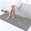 IlGruppone Tappeto da Bagno Microfibra Super Soffice Lavabile in Lavatrice Antiscivolo Assorbente Lavaggio Rapido Super Morbido Bagno Doccia Camera Letto - Grigio - 60x120 cm
