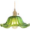 TOKTOP - Lampadario in Vetro, Creatività Vintage a Fiori, Sospensione, E27, Verde, Lampada da Soffitto per Salone, Sala da Pranzo, Camera