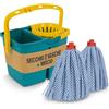 Tomaino - Secchio Lavapavimenti Doppia Vasca in Plastica - Mocio Lavapavimenti 7 litri con Strizzatore - 2 Vasche per Acqua Pulita e Sporca (Secchio + 2 ricambi micorfibra)