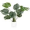 HJH Office Pianta artificiale 90cm MONSTERA I Pianta artificiale decorativa in vaso bianco, albero artificiale tropicale per casa ufficio, 8 foglie
