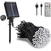 MERRIMAX M Stringa di luci solari per esterni, 20 m, 200 LED, alimentazione solare, ricarica USB, telecomando, luci impermeabili per giardino, cortile, albero decorativo, bianco freddo