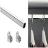 inferramenta Tubo Asta Appendiabiti Cromato 2 Metri - Lega di Acciaio 15x30mm, Completo di 2 Supporti Laterali Nichelati, Montaggio a Tensione, Adatto per Armadi e Guardaroba (1 Metro piu + 2 Supporti)