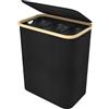 FIVMEN Cesto portabiancheria a 3 scomparti, con coperchio e 3 sacchetti lavabili, in tessuto Oxford, per lavanderia, bagno, 140 l, colore: nero