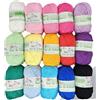 Generico Kita granny square, kit gomitoli di cotone 50gr x6, kit mattonelle colori naturali, cotone per copertine, cotone per uncinetto, cotone mercerizzato morbido (Rainbow)