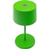 Zafferano, Lampada Olivia Mini, Lampada da Tavolo Portatile e Ricaricabile con Controllo Touch, Adatta per Salotto ed Esterni, Dimmer, 2700-3000 K, Altezza 22 cm, Colore Verde Mela