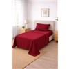 Corredocasa Completo Letto Lenzuola in Cotone, Qualità Made in Italy - PURO COTONE 100% Morbido e Traspirante in ogni Stagione - SET Lenzuolo Sotto con Angoli, Sopra e 1 Federa (Bordeaux, Singolo)