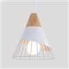 ChaoZan Semplice Moderno Illuminazione a Sospensione Lampada Sospensione in Metallo Creativo Forma di Cono in Legno Massello Luci a Sospensione Lampadari E27 per Sale da Pranzo Ristorante, Bianco