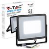 V-TAC Proiettore Slim LED 50W, Chip Samsung, Nero Luce Naturale 4000K