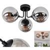 HOFSTEIN Plafoniera Cabalonga, lampada da soffitto in metallo/vetro di colore nero/fumo, moderna lampada in design retrò/vintage (diametro paralumi 15 cm), 3 x E14, camera da letto, soggiorno, cucina