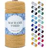 Uiopa Corda Macrame 2mm x 200m, Filo Macrame Corda Cotone, 3 Fili Cordoncino Cotone Spago Colorata, Cordino per Borse Uncinetto Arazzo da Parete Artigianato Fai Da Te Appendini per Piante