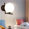 FDOIUTU Lampada da Parete Interno,E27 Moderno Lampade da Parete,Applique Da Parete Con Sfera Di Vetro,Lampada da Parete Tondo, lampadina NON contiene, per Camera da letto, Soggiorno (nero)