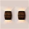 Newrays Antique 2 Punti Vendita Wood Wine Barrel Applique da parete Applique su e giù Lampade da parete per interno per area bar Steampunk Theme (2 Pack)