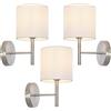lux.pro Set di 3 Applique per Interni Lampade da Parete con Paralume Cilindrico in Tessuto Bianco Lampade da Ingresso Corridoio Camera da Letto E14 40W