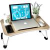 unycos - Vassoio per la Colazione e da Letto【60x40x26 cm】Tavolo Pieghevole con Leggio, Supporto Multifunzionale per Computer Portatile, Tablet, Lavorare, Leggere (Noce nessun Cassetto)