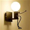 ChaoZan Lampada da parete in metallo Creativo Vintage Lampada a Muro Cartoon all'interno Tipo di Robot Nero Retro Applique da Parete Ferro E27 per Camera da letto Corridoio Sala da pranzo