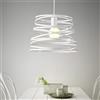 Teramo led Lampadario Moderno A Sospensione A Fasce Intrecciate BIANCO O NERO In Ferro Verniciato Opaco Attacco 1xE27 Lunghezza Filo Regolabile 100cm (LAMPADINA NON INCLUSA) (BIANCO TRAFORATO)