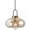 EKSED Lampadario Sospensione Vetro Ambra - Lampada a Sospensione Vintage con Portalampada E27 e Testa in Ottone per Isola Cucina, Sala da Pranzo o Camera da Letto (B)