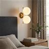 B·LED BARCELONA LED BARCELONA LED Applique da Parete Doppia Sfera Vetro Ø15cm VIC 150 E27 Oro Metallo Alluminio Stile Moderno Nordico Industriale Lampada Parete Interno Camera Letto Testata Soggiorno Corridoio Scala