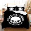NICHIYO Harley Davidson Motorcycle, set copripiumino e federa, in microfibra, con stampa digitale 3D, set da 3 pezzi (24, letto matrimoniale 240 x 220 cm)