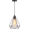 iDEGU Lampada a Sospensione Industriale 20cm Lampadario a Sospensione Vintage Metallo Gabbia in Stile Geometrica Illuminazione E27 Lampada da Soffitto per Cucina Sala da Pranzo Camera (Nero, 1 Luce)