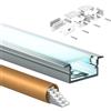 HOOLED Profilo Alluminio per Strisce LED 2m x 5pz adatto per tutte le strisce fino a 15,5mm, Profilo LED Dimensioni 19,7mm x 10mm, Con diffusore luminoso in PC e clip di montaggio