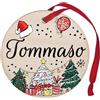 Corredino Neonato Pallina di Natale Personalizzata con Nome Tommaso, Decorazione Natalizia in legno 100% Italiana, cerchietto albero natale da 8 cm (legno, Tommaso)